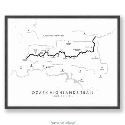 Trail Poster of Ozark Highlands Trail - White
