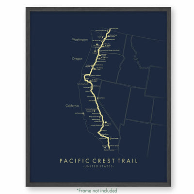 Trail Poster of Pacific Crest Trail - Blue