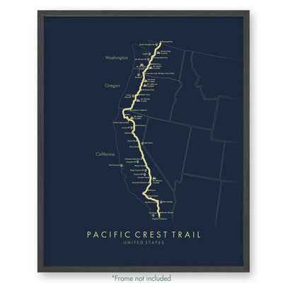 Trail Poster of Pacific Crest Trail - Blue