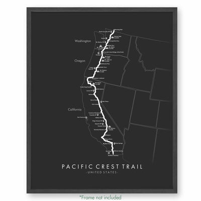 Trail Poster of Pacific Crest Trail - Grey