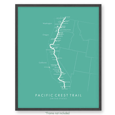 Trail Poster of Pacific Crest Trail - Teal