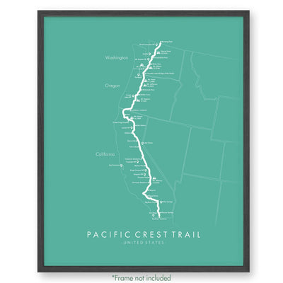 Trail Poster of Pacific Crest Trail - Teal