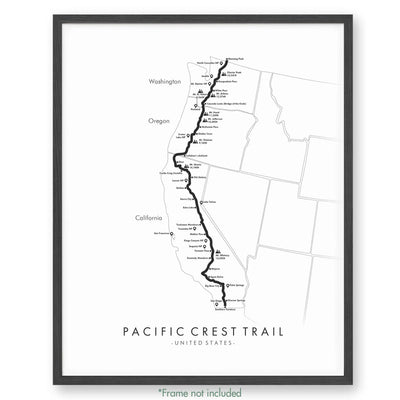 Trail Poster of Pacific Crest Trail - White