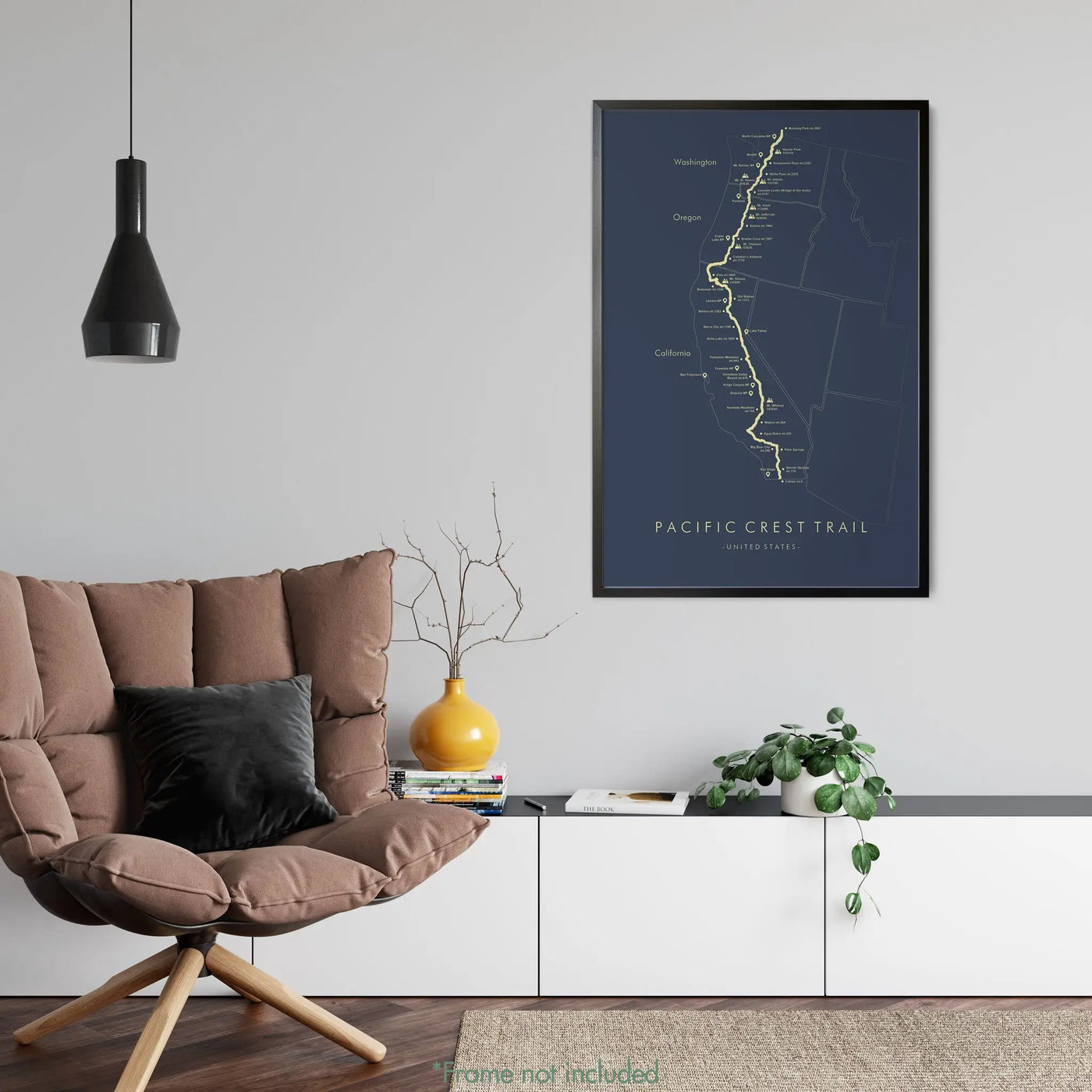 Trail Poster of Pacific Crest Trail - Teal Mockup