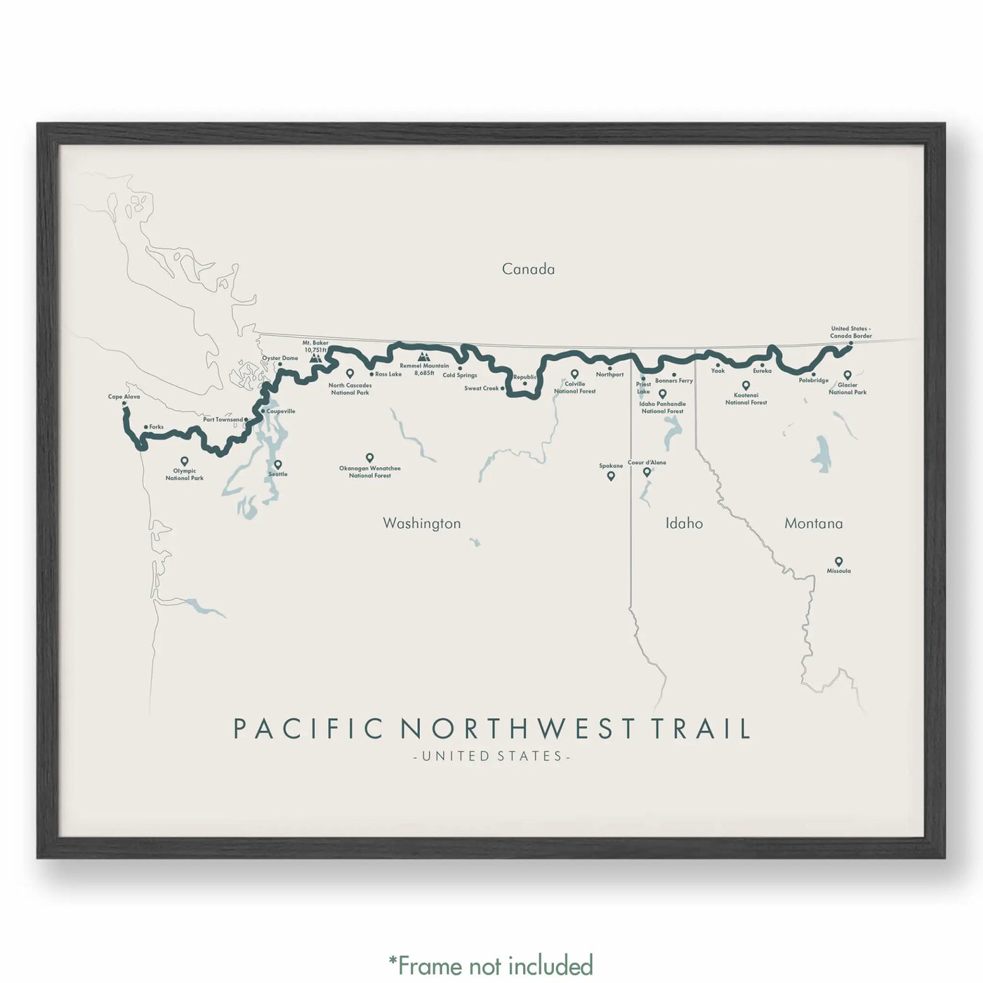 Trail Poster of Pacific Northwest Trail - Beige