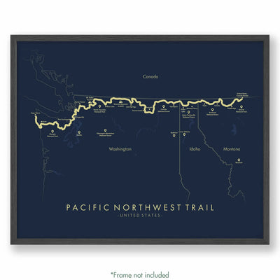Trail Poster of Pacific Northwest Trail - Blue