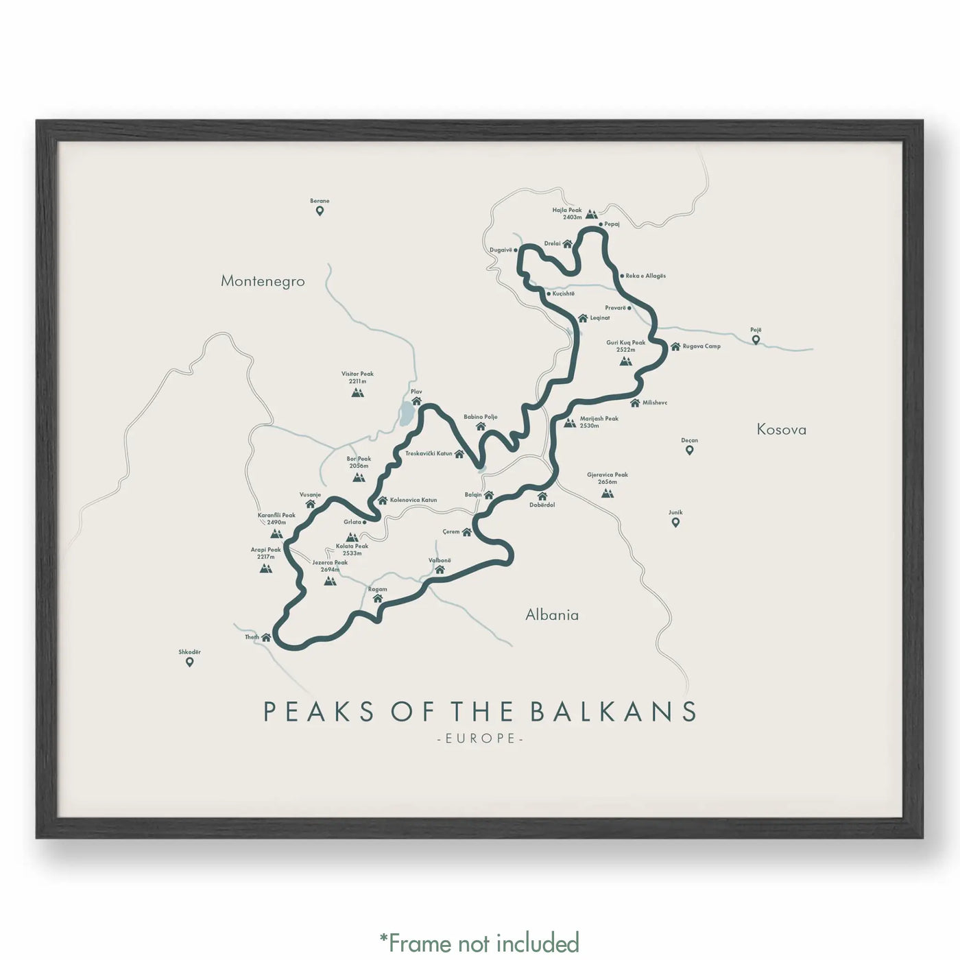 Trail Poster of Peaks of the Balkans - Beige
