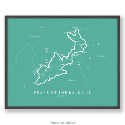 Trail Poster of Peaks of the Balkans - Teal