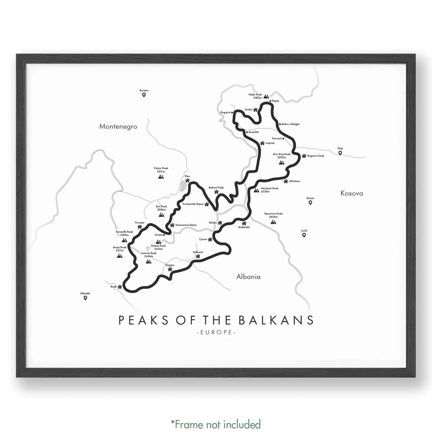 Trail Poster of Peaks of the Balkans - White