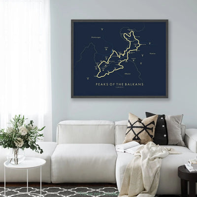 Trail Poster of Peaks of the Balkans - Blue Mockup