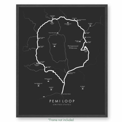 Trail Poster of Pemi Loop - Grey