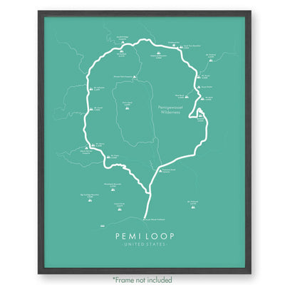 Trail Poster of Pemi Loop - Teal