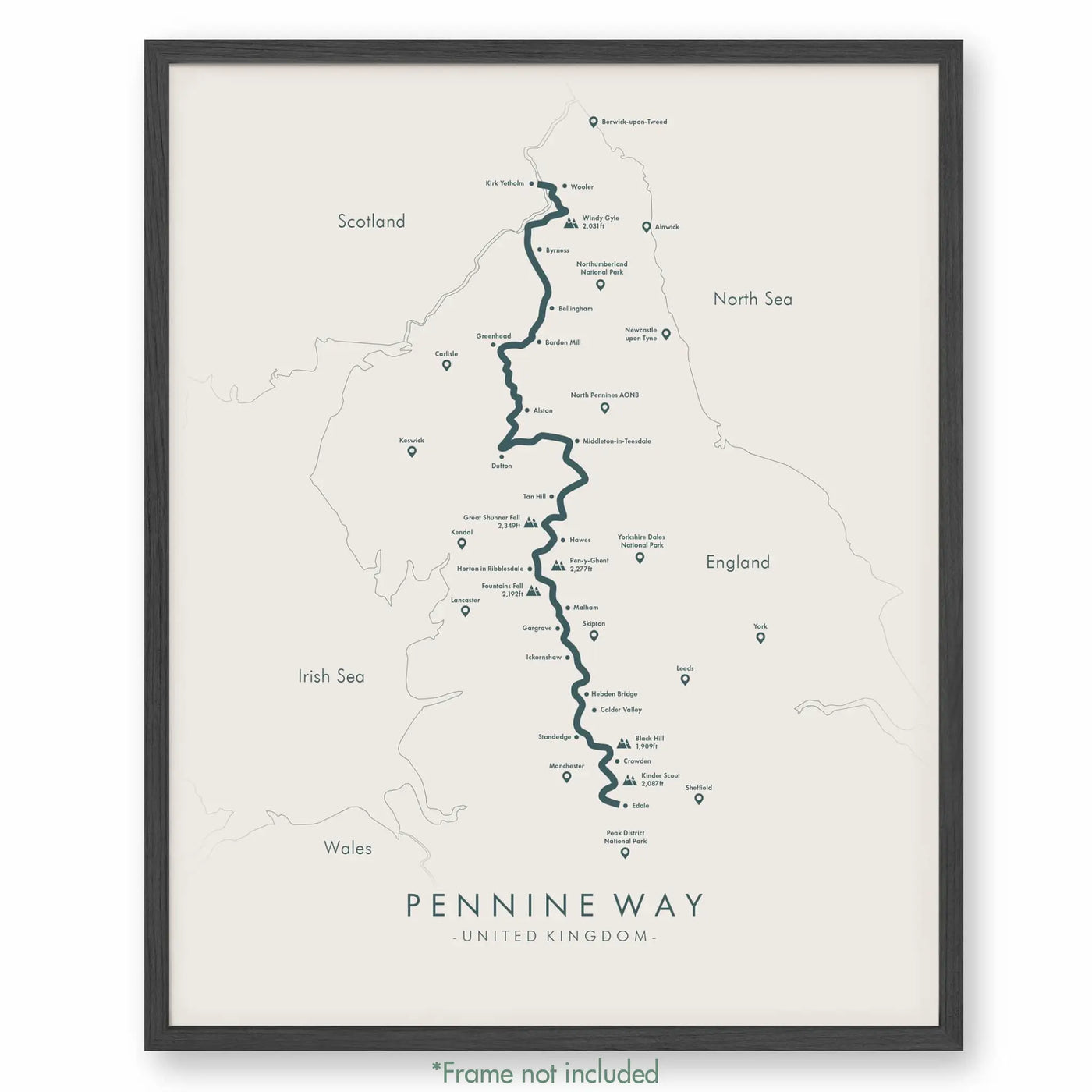 Trail Poster of Pennine Way - Beige