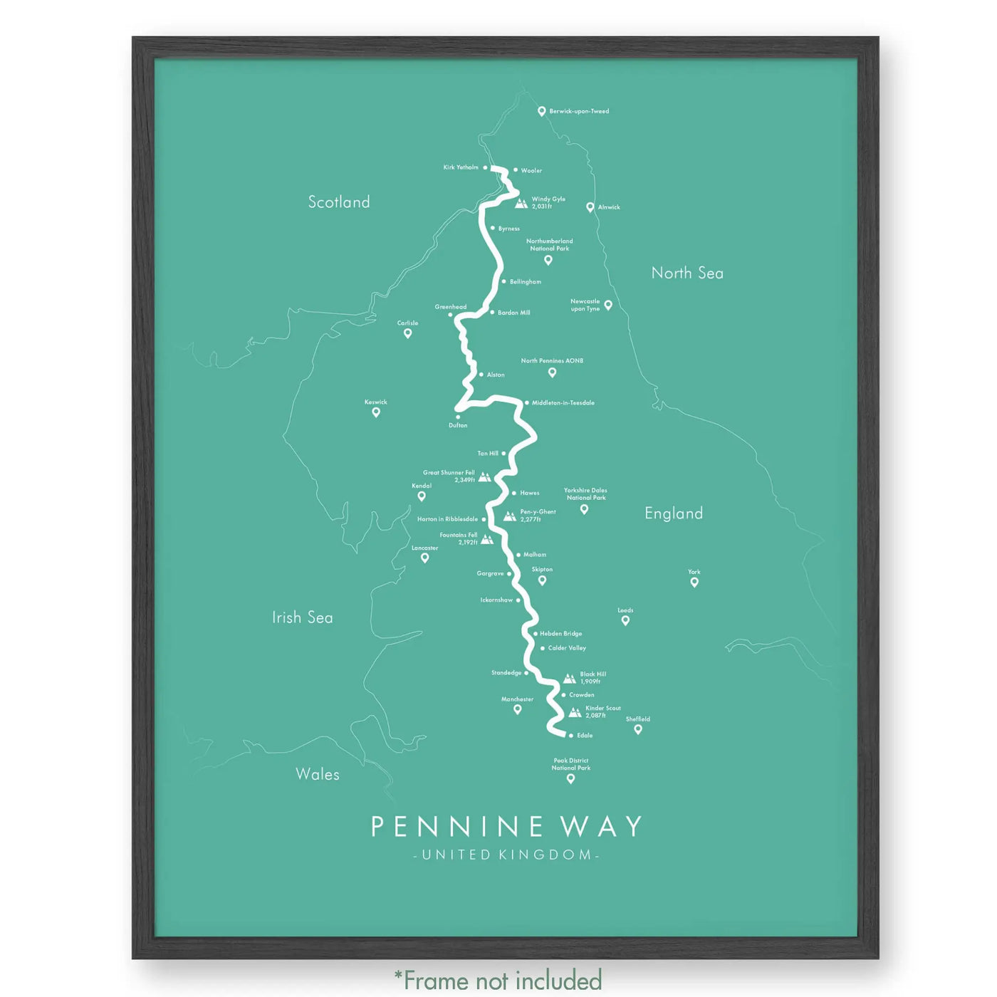 Trail Poster of Pennine Way - Teal