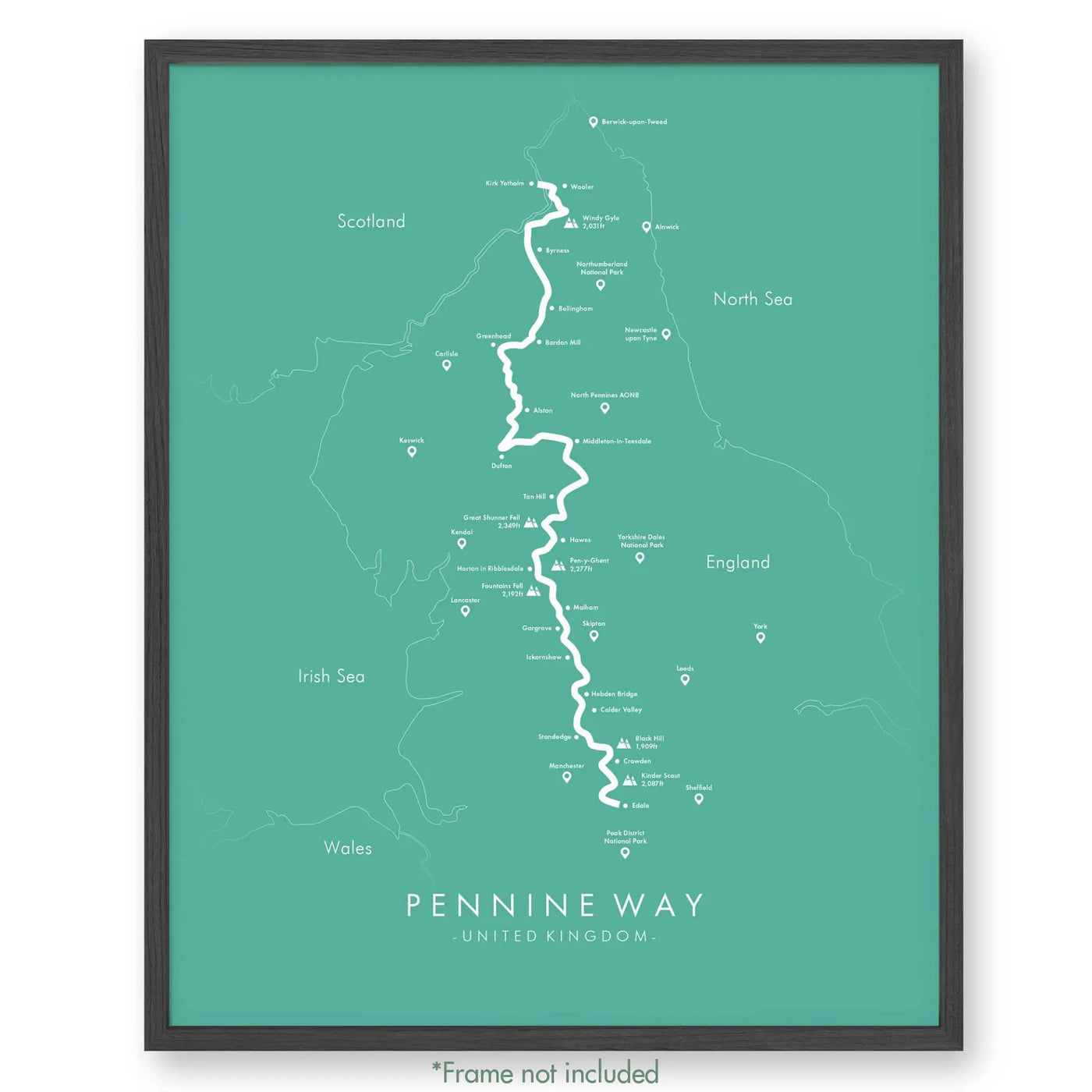 Trail Poster of Pennine Way - Teal