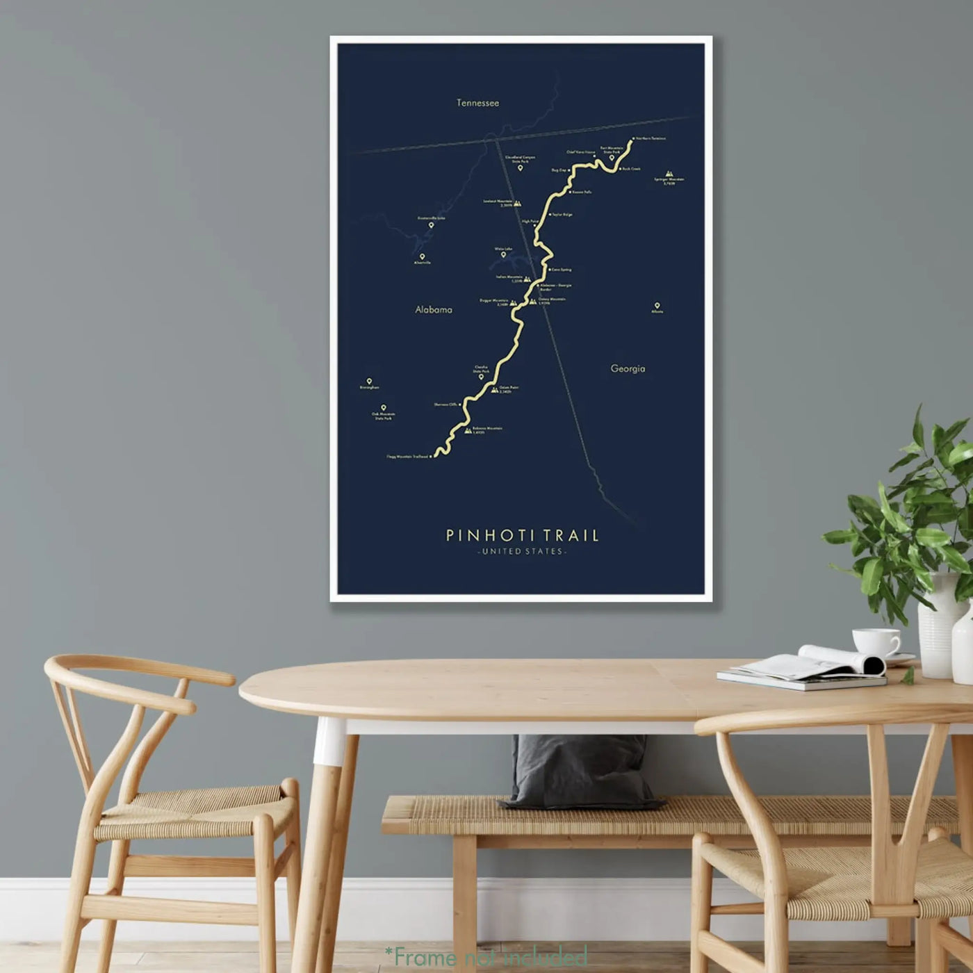 Trail Poster of Pinhoti Trail - Blue Mockup