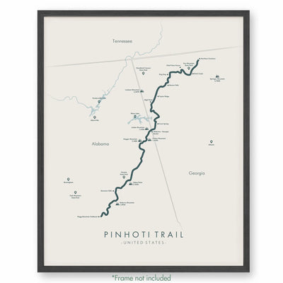 Trail Poster of Pinhoti Trail - Beige