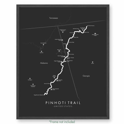 Trail Poster of Pinhoti Trail - Grey