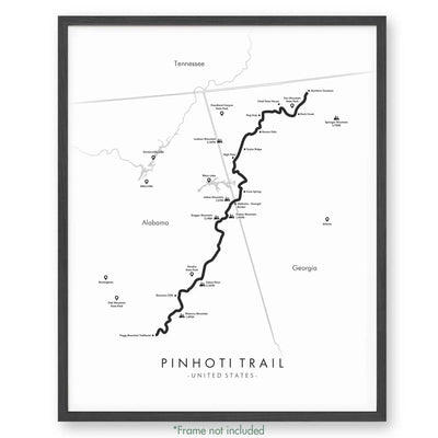 Trail Poster of Pinhoti Trail - White