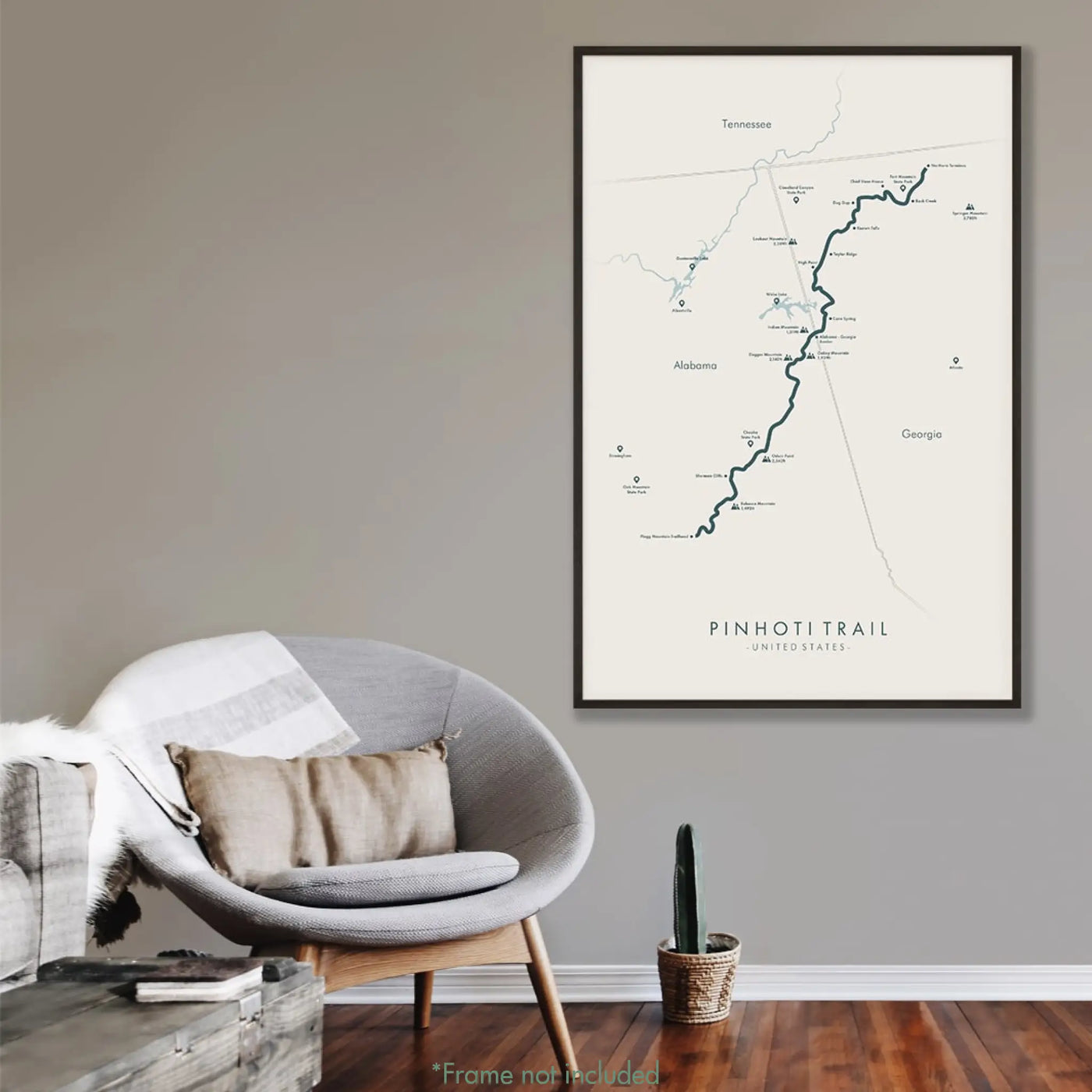 Trail Poster of Pinhoti Trail - Beige Mockup