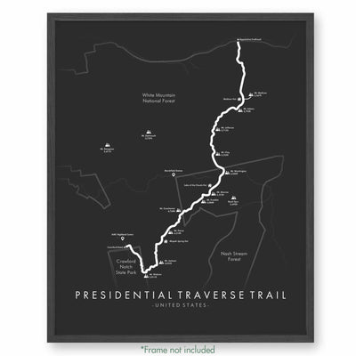 Trail Poster of Presidential Traverse Trail - Grey
