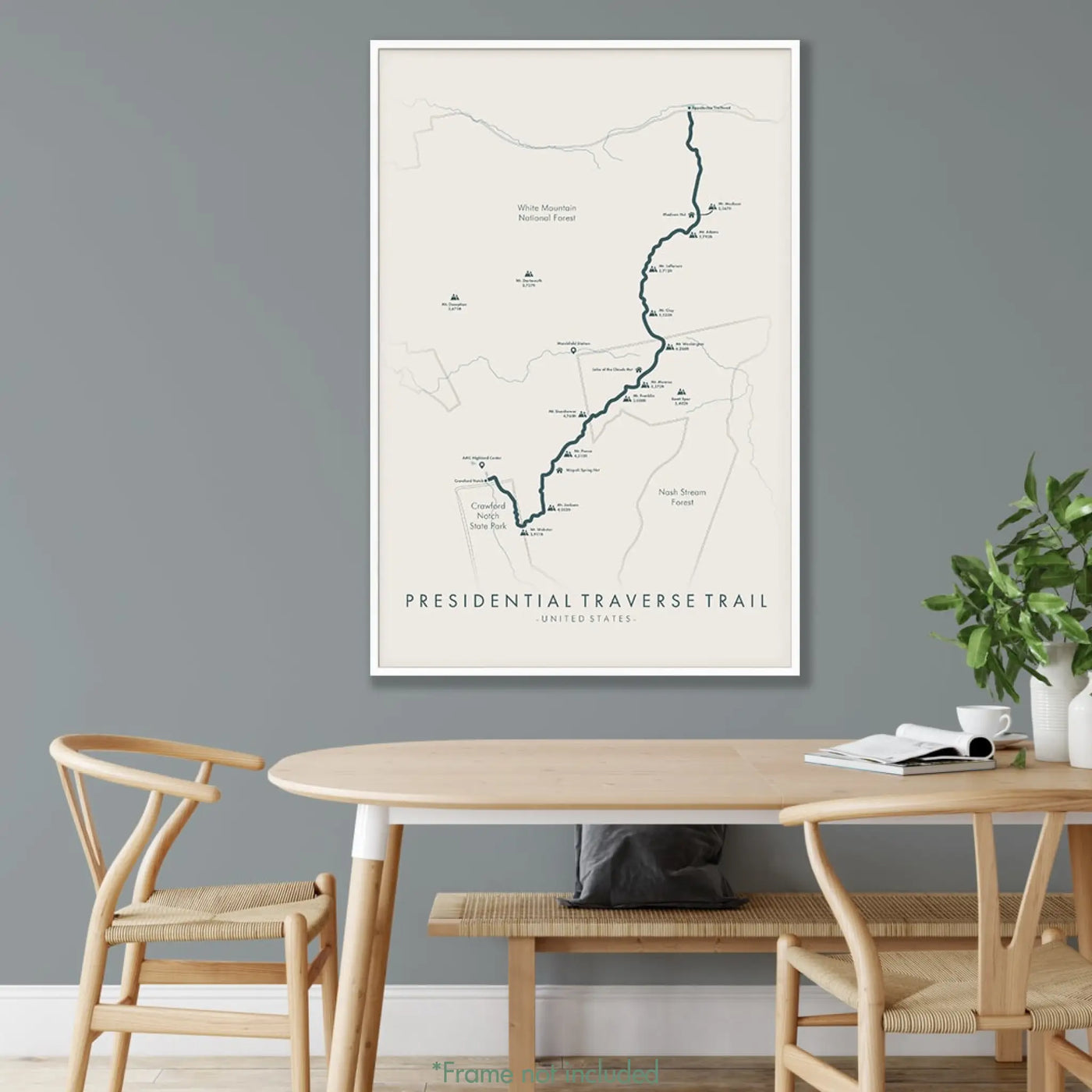 Trail Poster of Presidential Traverse Trail - Beige Mockup
