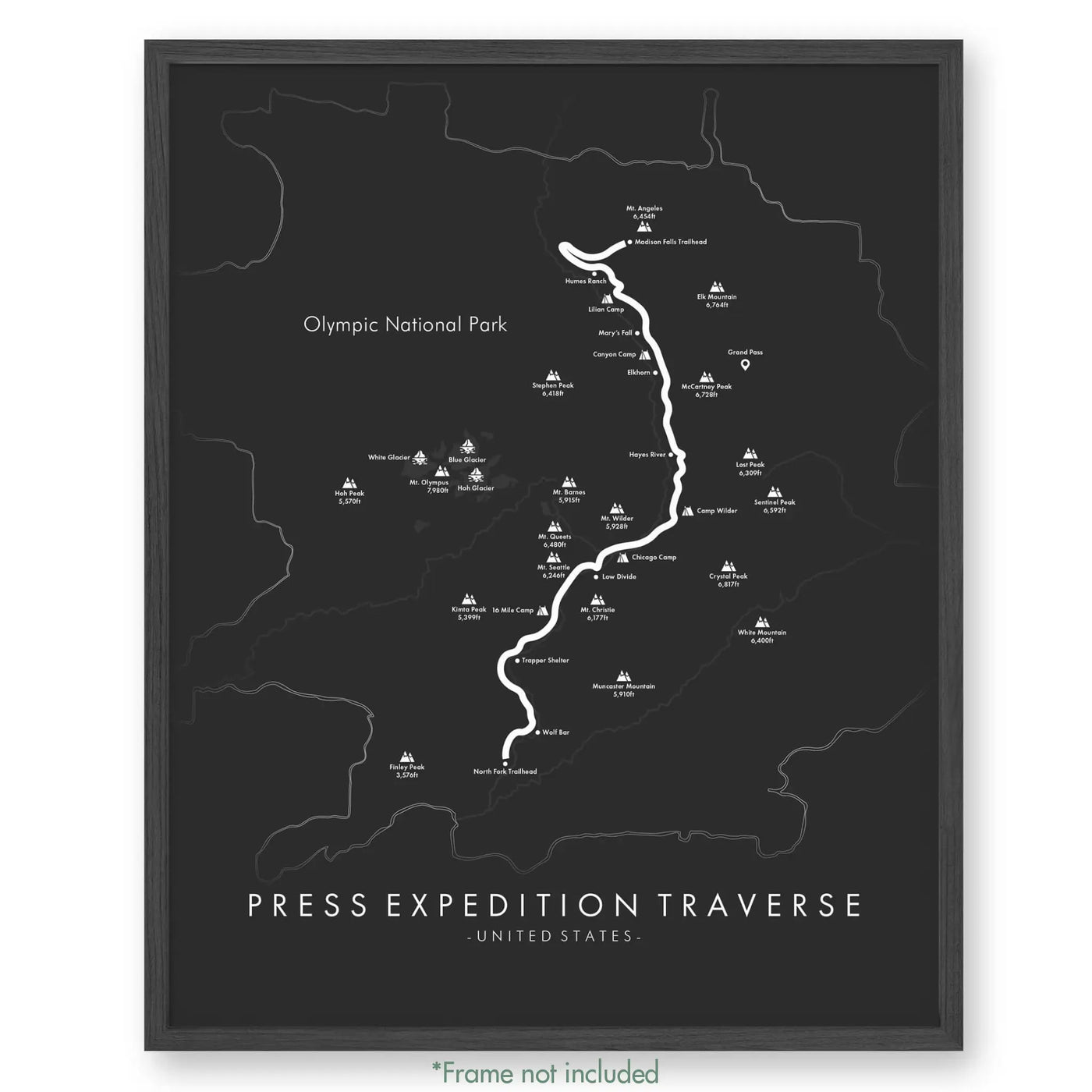 Trail Poster of Press Expedition Traverse - Grey