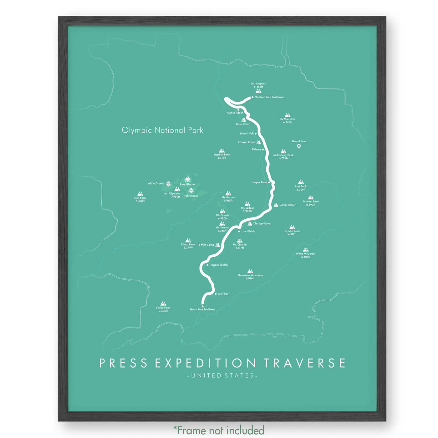 Trail Poster of Press Expedition Traverse - Teal