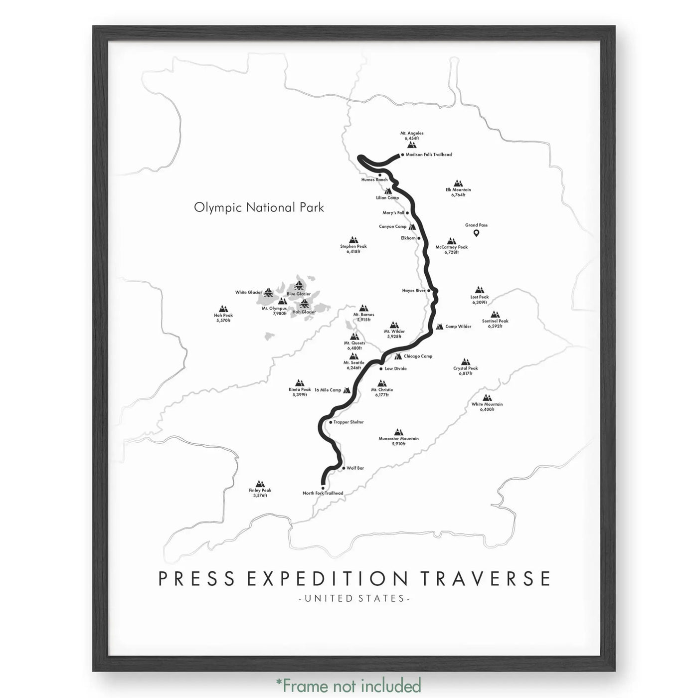 Trail Poster of Press Expedition Traverse - White