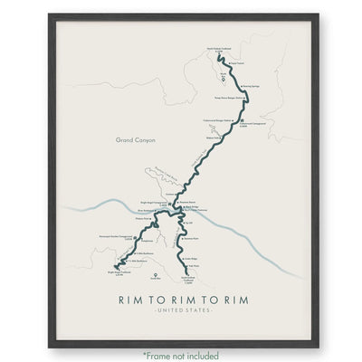 Trail Poster of Rim to Rim to Rim - Havasupai Havasupai - Beige