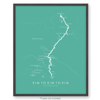 Rim To - Havasupai Gardens Poster 12’’ X 16’’ / Teal South Kaibab Trail