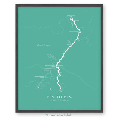 Rim To - Havasupai Gardens Poster 12’’ X 16’’ / Teal South Kaibab Trail