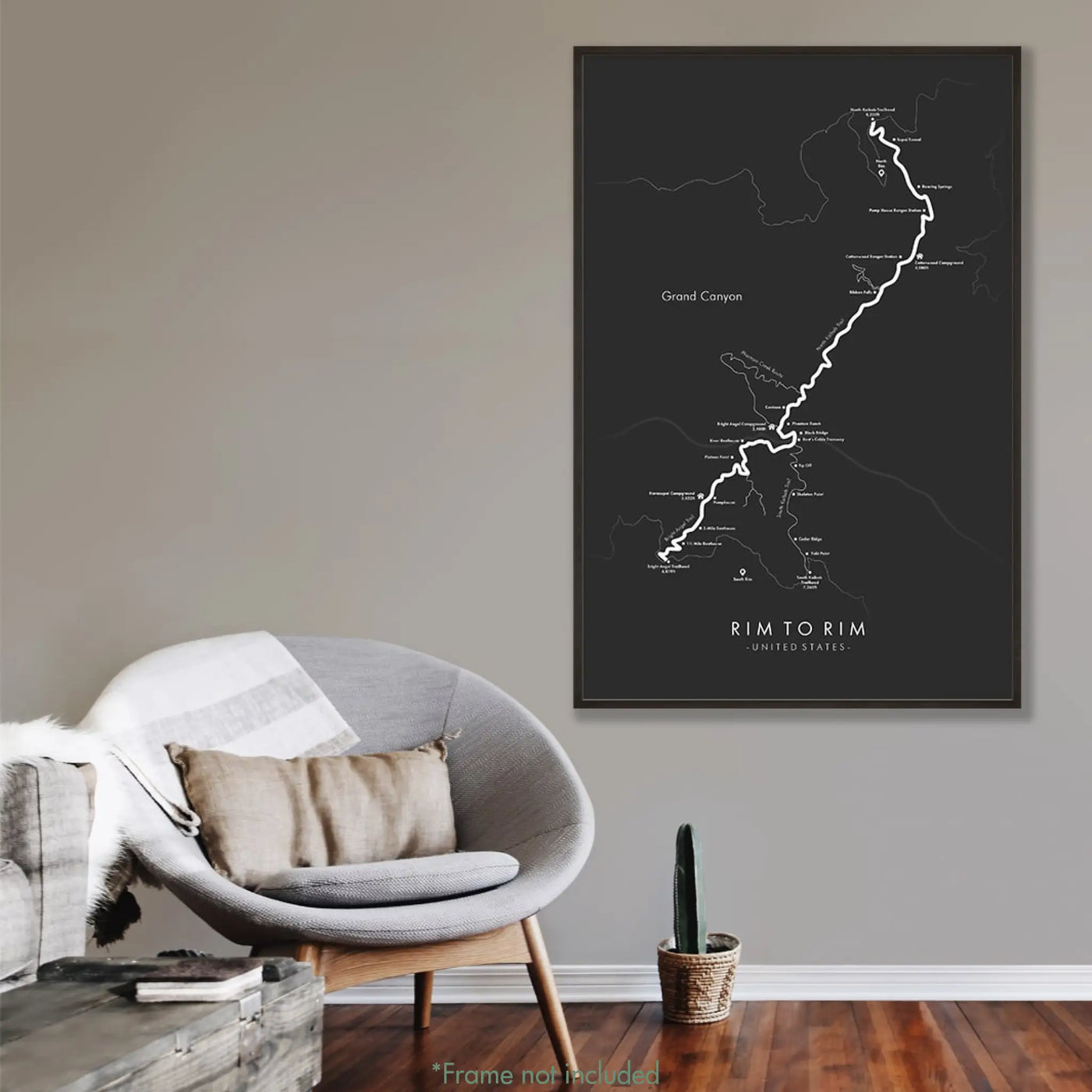 Trail Poster of Rim To Rim - Havasupai Gardens - Grey Mockup