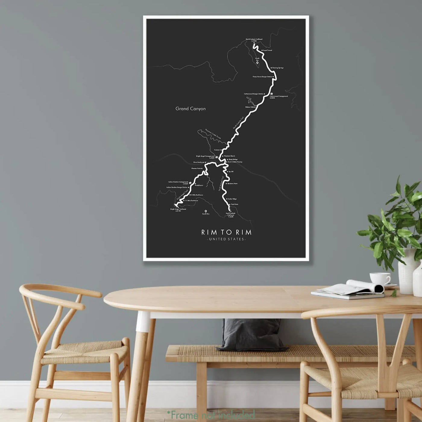 Rim To Rim Map | Rim To Rim Poster | Tell Your Trail