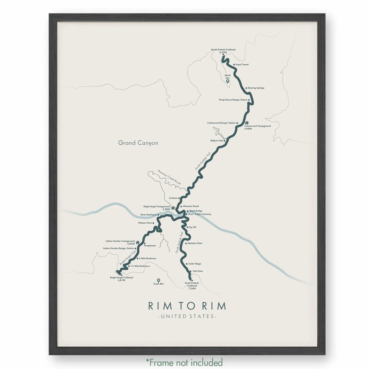 Trail Poster of Rim To Rim - Beige