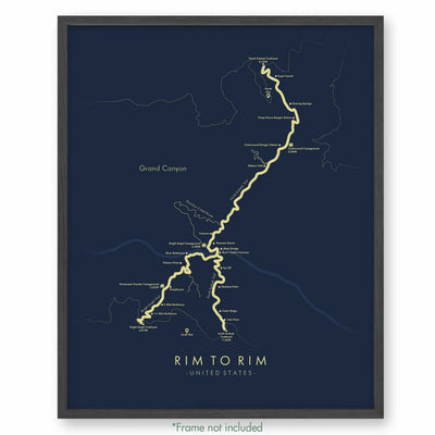 Trail Poster of Rim To Rim Havasupai - Blue