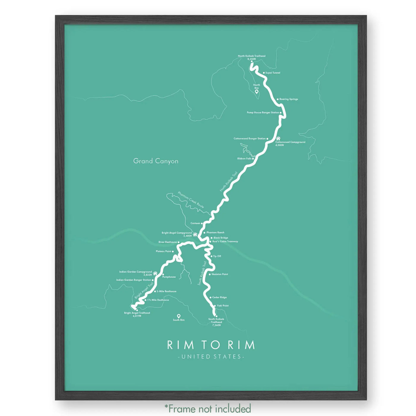 Trail Poster of Rim To Rim - Teal