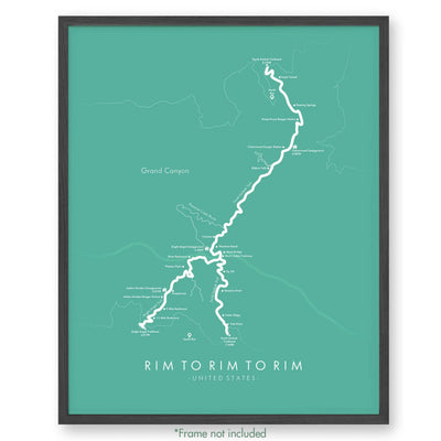 Trail Poster of Rim To Rim To Rim - Teal