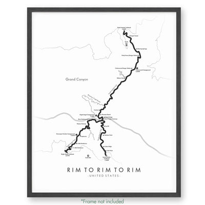 Trail Poster of Rim To Rim To Rim Havasupai - White