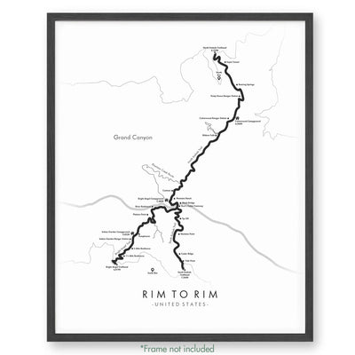 Trail Poster of Rim To Rim - White