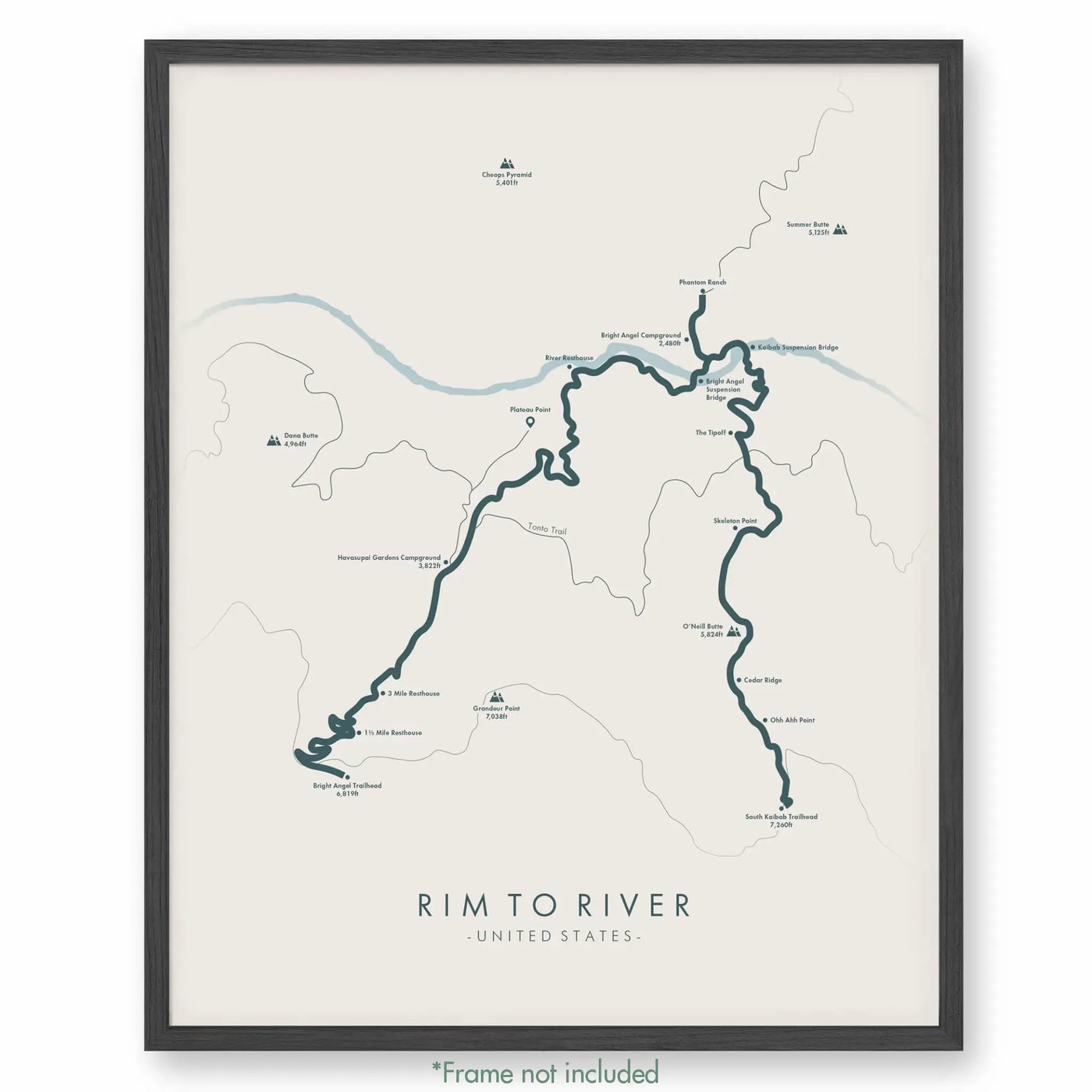 Trail Poster of Rim To River - Havasupai - Beige