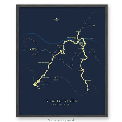 Trail Poster of Rim To River - Havasupai - Blue