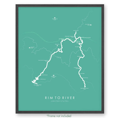 Trail Poster of Rim To River - Havasupai - Teal