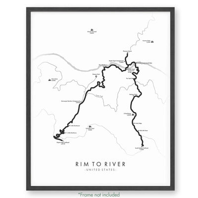 Trail Poster of Rim To River - Havasupai - White