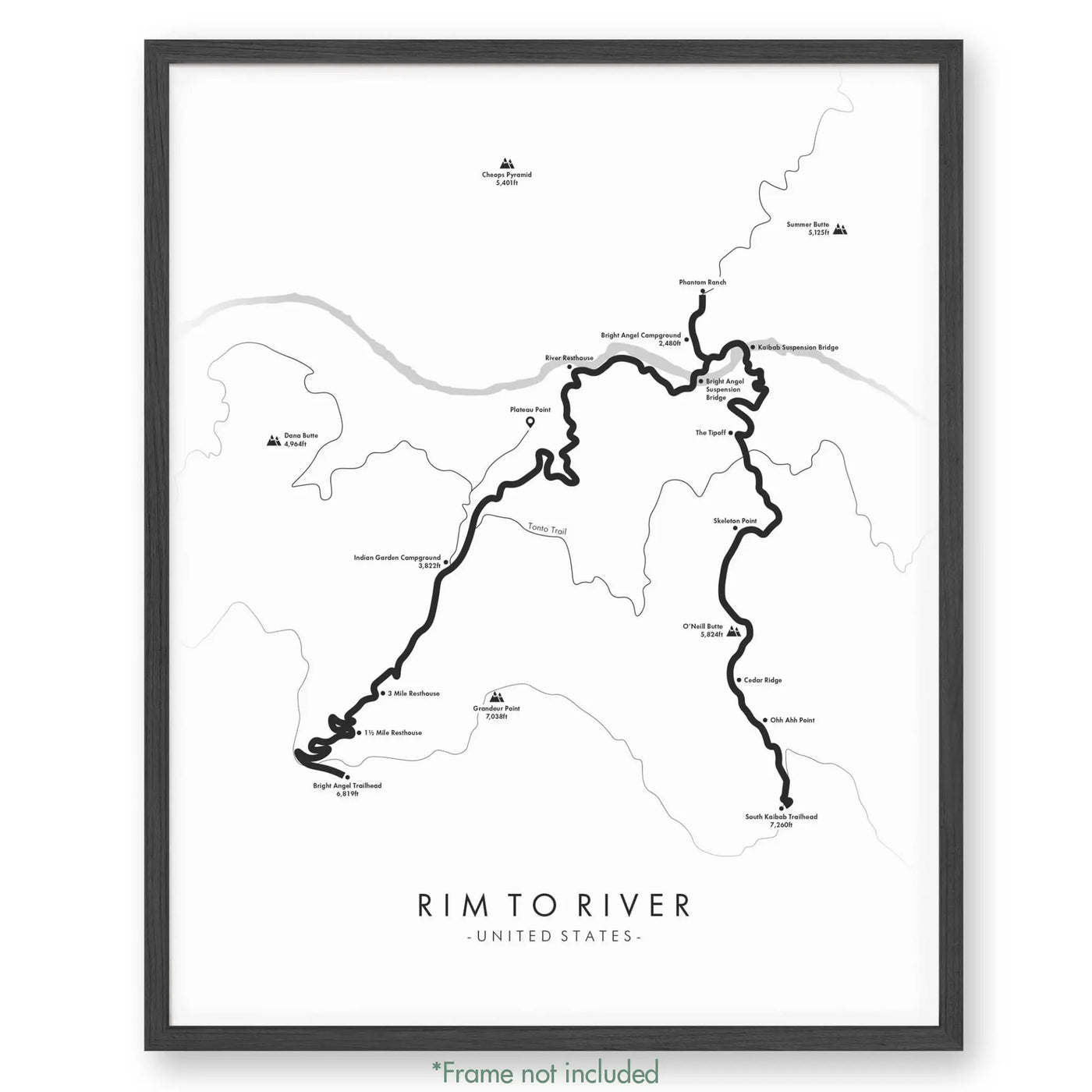 Trail Poster of Rim To River - White