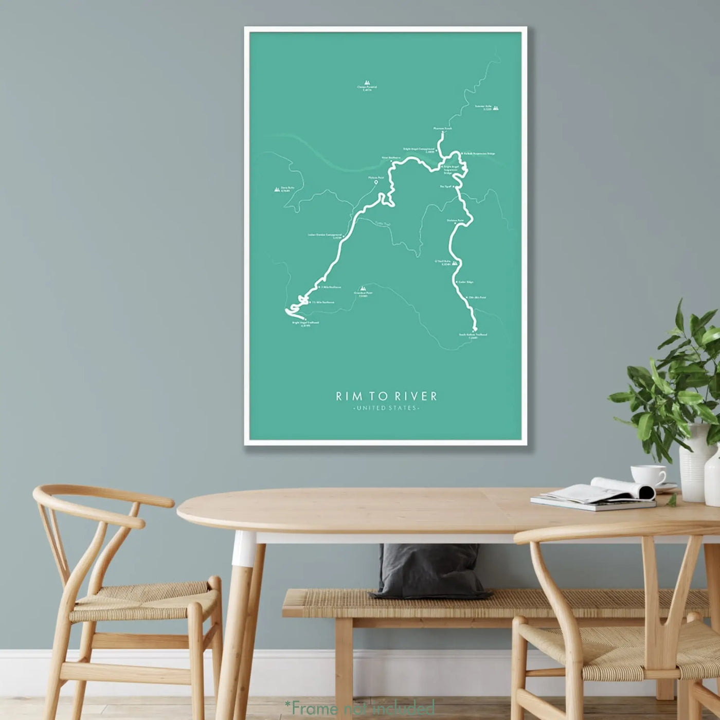 Trail Poster of Rim To River - Teal Mockup