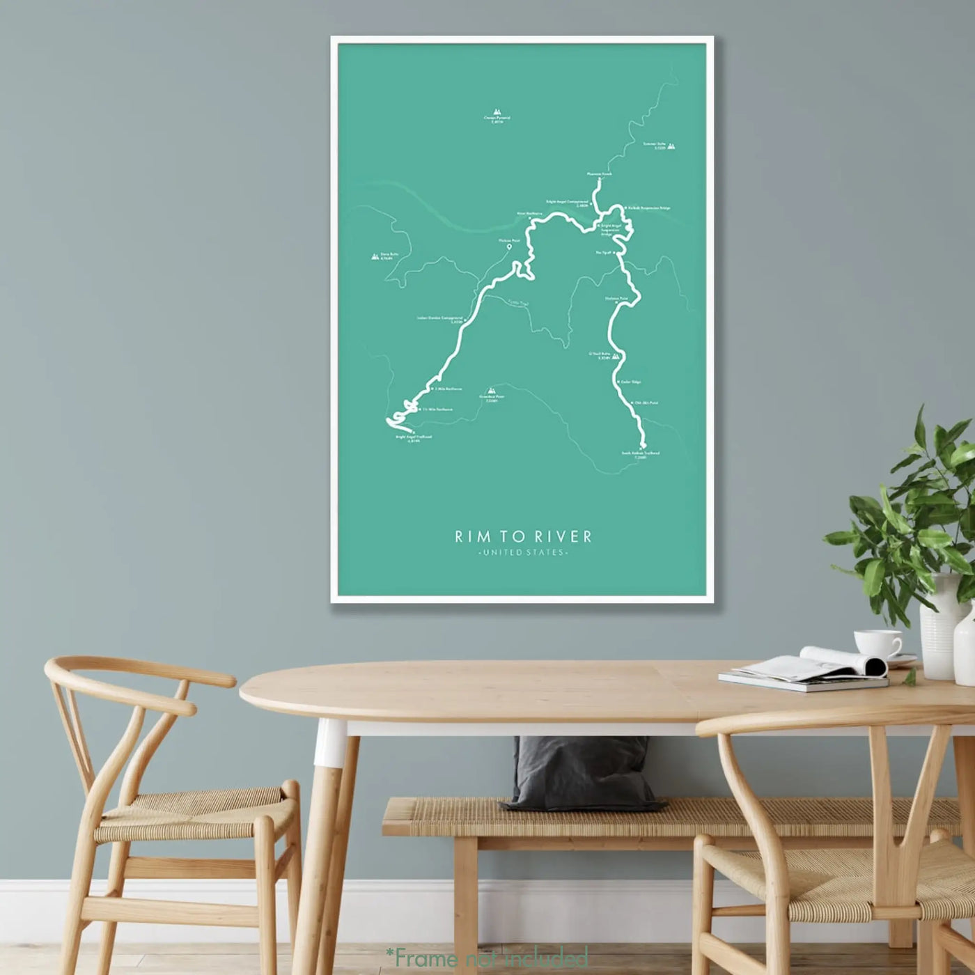 Trail Poster of Rim To River - Teal Mockup