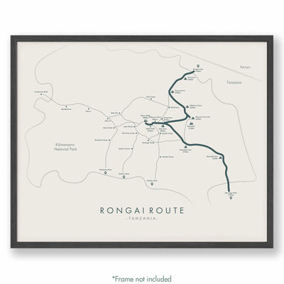 Trail Poster of Rongai Route - Beige