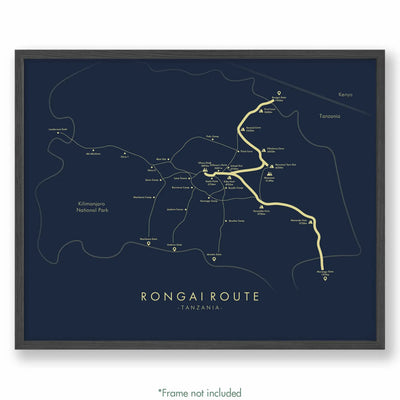Trail Poster of Rongai Route - Blue