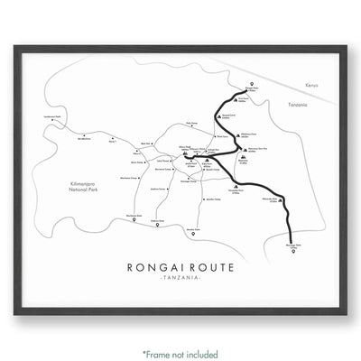 Trail Poster of Rongai Route - White